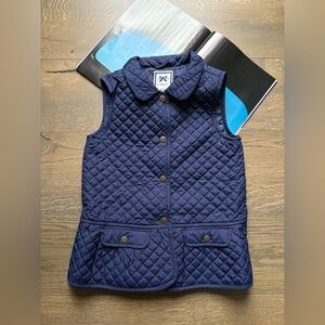 Gymboree Girls Quilted Vest Snap Front Collared Pockets In Navy Blue Size M
